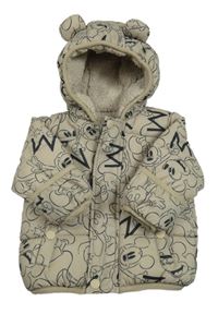 Písková šusťáková zimní bunda s Mickeym a kapucí George