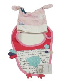 2set - Světlerůžová bavlněná čepice s velrybami + barevný pruhovaný slinták