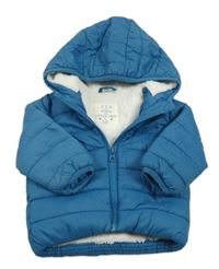 Petrolejová prošívaná šusťáková zateplená bunda s kapucí F&F