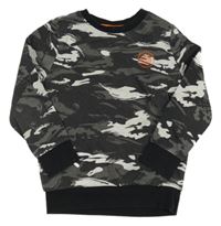 Černo-tmavošedo-světlešedá army mikina s krychlí a nápisy F&F