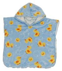 Světlemodré osuškové pončo s kachnami a kapucí Shein