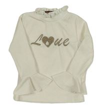 Smetanové žebrované triko s nápisem se srdcem