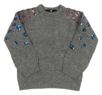 Tmavošedý melírovaný svetr s flitry V by Very