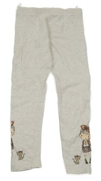 Světlešedé melírované teplé legíny s dívkami C&A