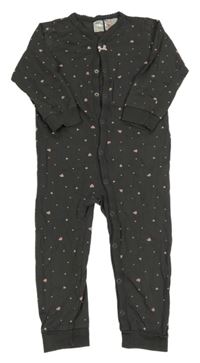 Tmavošedý puntíkatý overal se srdíčky H&M