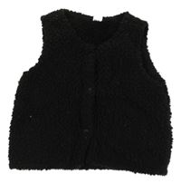 Černá huňatá propínací vesta Shein