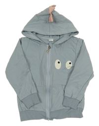 Světlemodrá lehká propínací mikina s očima a kapucí s ostny