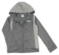 Šedá sportovní propínací mikina s šusťákem a kapucí Nike