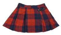 Červeno-tmavomodrá kostkovaná třpytivá vlněná sukně F&F