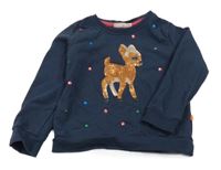 Tmavomodrá mikina se srnkou z flitrů a kamínky