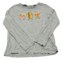 Šedé melírované triko s jídlem Alive