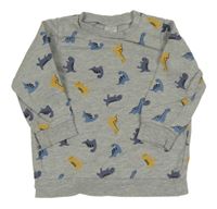 Šedá melírovaná mikina s dinosaury H&M