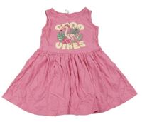 Růžové bavlněné šaty s plameňákem Dopodopo