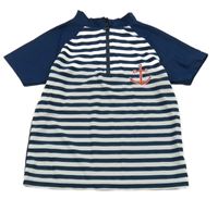 Tmavomodro-bílé pruhované UV tričko s kotvou PlayShoes