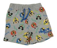 Šedé melírované teplákové kraťasy s Mickeym a přáteli Primark