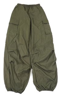 Khaki šusťákové cargo kalhoty Shein