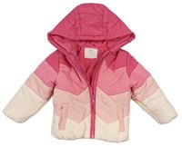 Světlerůžovo-růžová šusťáková zimní bunda s kapucí Mothercare