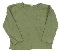 Khaki žebrované triko s kapsou H&M