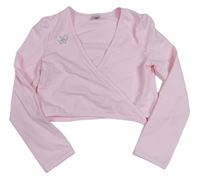 Světlerůžové crop zavinovací triko Tu