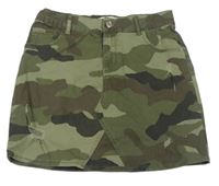 Khaki army plátěná sukně s prošouáním Denim Co.