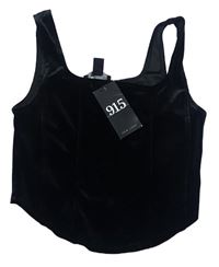 Černý sametový crop top New Look