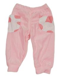 Světlerůžové plyšové tepláky s kapsami 