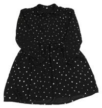 Černé lehké šaty s hvězdičkami a límečkem C&A