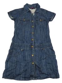 Tmavomodré propínací riflové šaty s límečkem Denim Co.