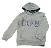 Šedá melírovaná mikina s logem a kapucí Baker