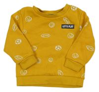 Okrová mikina s míči a nápisem Primark