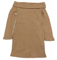 Hnědé žebrované úpletové šaty Shein