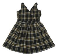 Černo-šedo-okrové kostkované úpletové šaty F&F