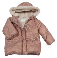 Starorůžová šusťáková zimní bunda s kapucí Next