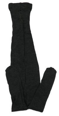 Antracitové žebrované punčocháče H&M