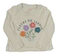 Smetanové triko s 3D květy Primark