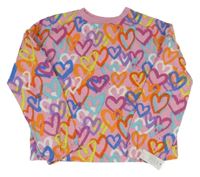 Růžovo-barevná lehká mikina se srdíčky dunnes