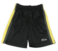 Černé sportovní kraťasy se žlutým pruhem