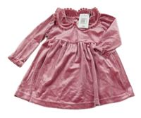 Nové - růžové sametové šaty s límečkem Matalan