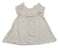 Bílé květované šaty s volánkem kiabi