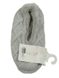 Nové - šedé pletené zateplené domácí bačkory dunnes vel. 31-36