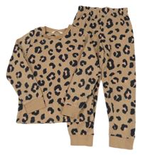 Hnědo-černé leopardí fleecové pyžamo M&S