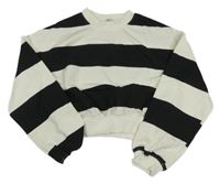 Bílo-černá pruhovaná crop lehká mikina H&M