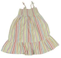 Smetanovo-barevné pruhované plátěné šaty H&M