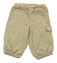 Pískové plátěné kalhoty s kapsou a úpletovým pasem Carters