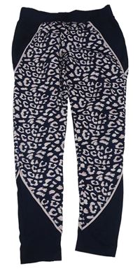 Tmavomodro-růžové sportovní legíny s leopardím vzorem Ergeenomixx