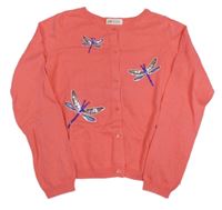 Růžový propínací crop svetr s vážkami H&M