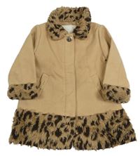 Béžovo-černý flaušový kabátek s leopardím vzorem Matalan