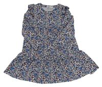 Černo-modro-růžové květované šaty Primark