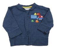 Tmavomodrá propínací mikina s auty zn. Mothercare