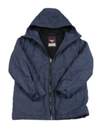 Tmavomodrá melírovaná šusťáková zimní bunda s kapucí Next